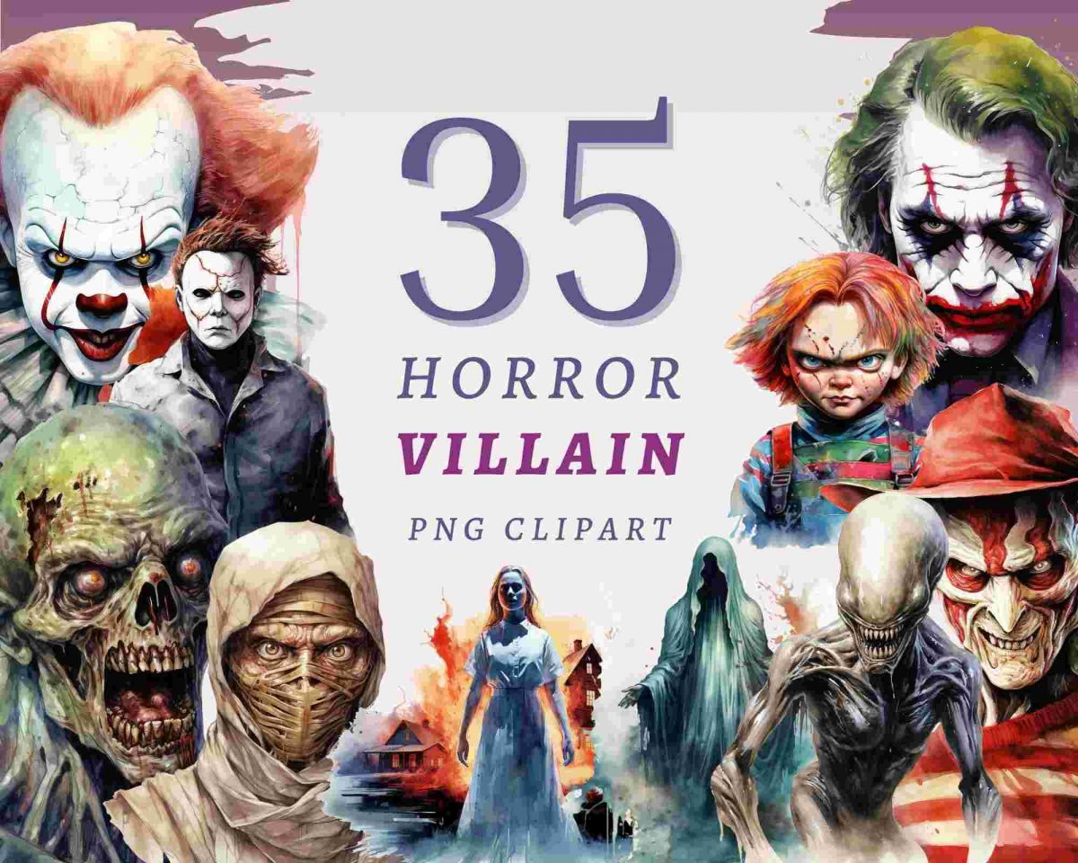 HighQuality Horror Villain Clipart 35 Transparent PNGs for Instant