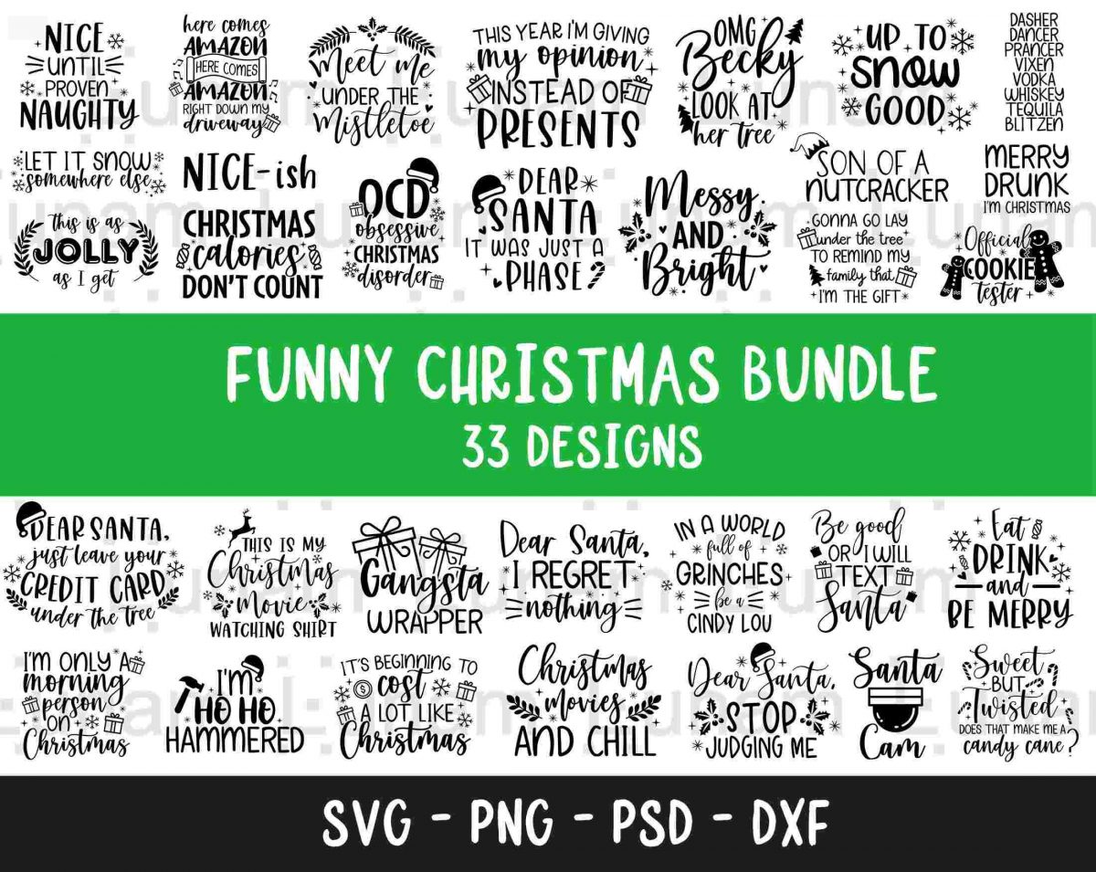 Hilarious Christmas SVG Bundle Festive Signs Merry Ornaments Winter