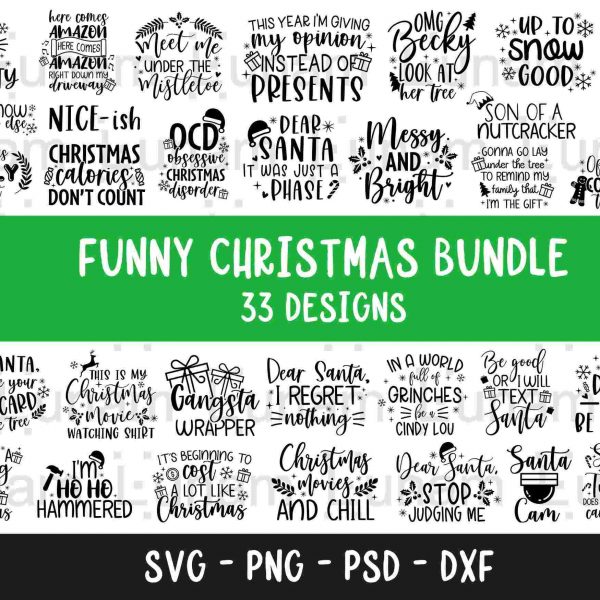 Hilarious Christmas SVG Bundle Festive Signs Merry Ornaments Winter