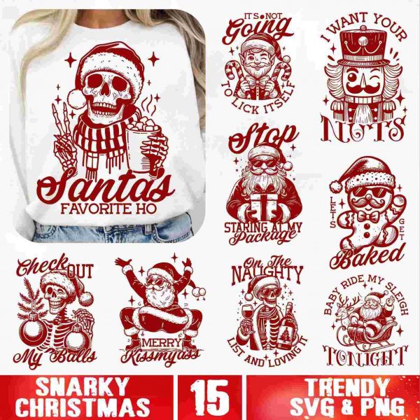 Hilarious Christmas SVG Bundle Witty Xmas Humor SVG Sassy Santa Claus