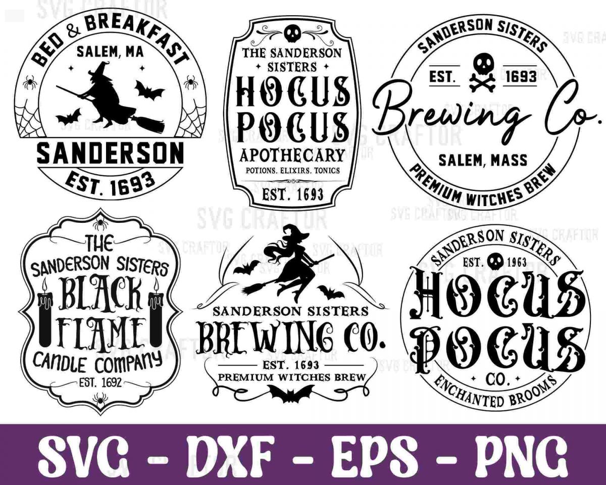 Hocus Pocus SVG Bundle Sanderson Sisters Black Flame Candle Brewing