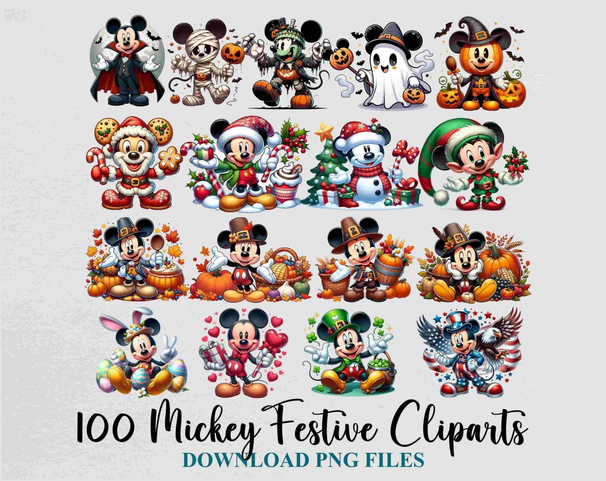 Holiday SVG PNG Clipart Bundle Mickey Designs for Halloween