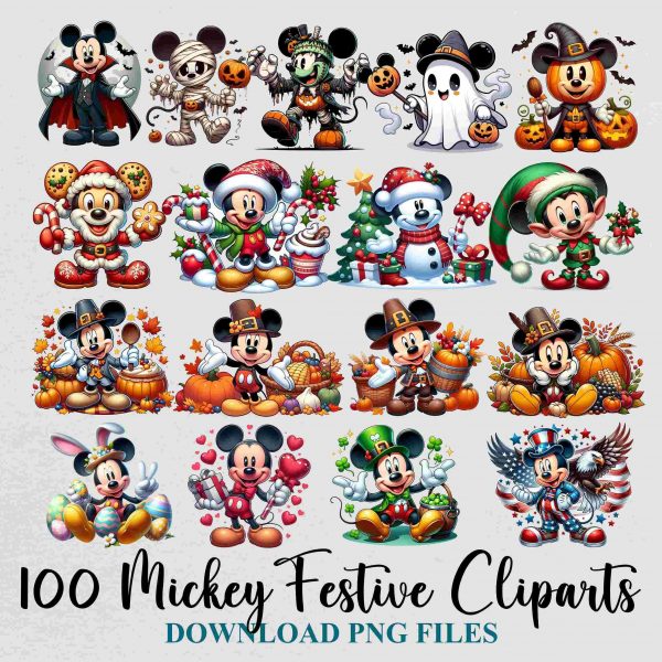 Holiday SVG PNG Clipart Bundle Mickey Designs for Halloween