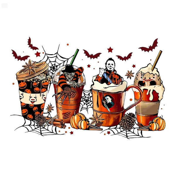 Horror Movie Characters SVG Shirt Skeleton Coffee Cups Coffee Lover