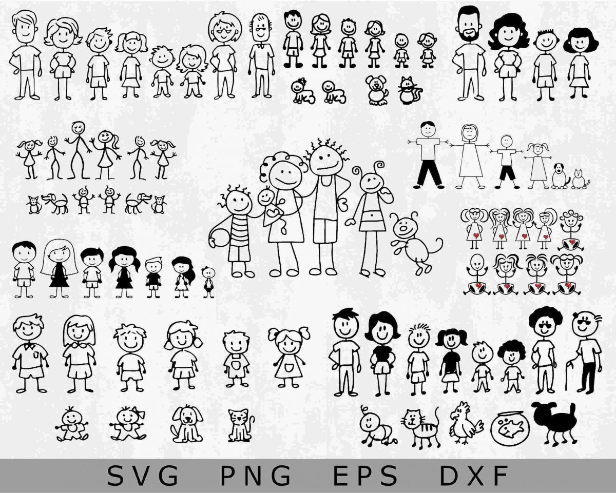 Huge Pack of Sticker Figure Clipart, SVG, Stick people family clip art, family sticker svg, Commercial and Personal Use