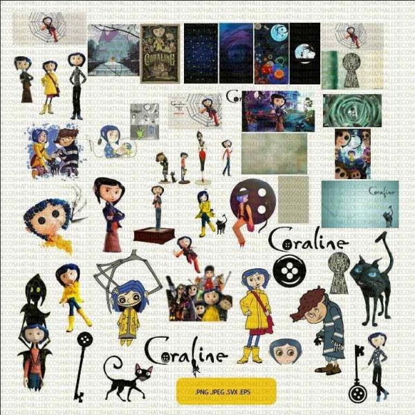 Includes Coraline PNG SVG EPS clip art with Font