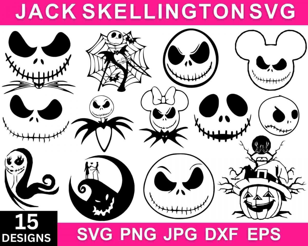 Jack Skellington Bundle SVG PNG Cricut Files Clipart Vector Art