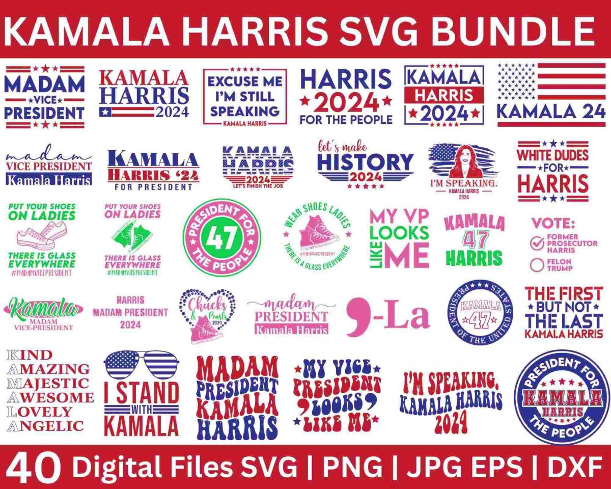 Kamala Harris 2024 Bundle President Vice President SVGPNG