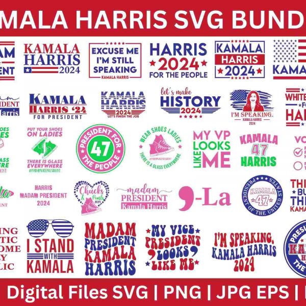 Kamala Harris 2024 Bundle President Vice President SVGPNG