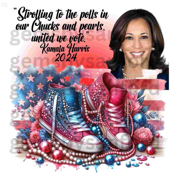 Kamala Harris Clipart Chucks Pearls Sublimation Dtf PNG Download