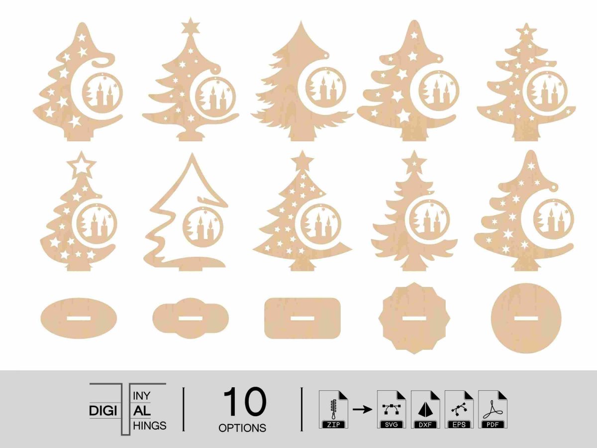 Laser Cut Christmas Tree DXF SVG Cricut Decoration Files