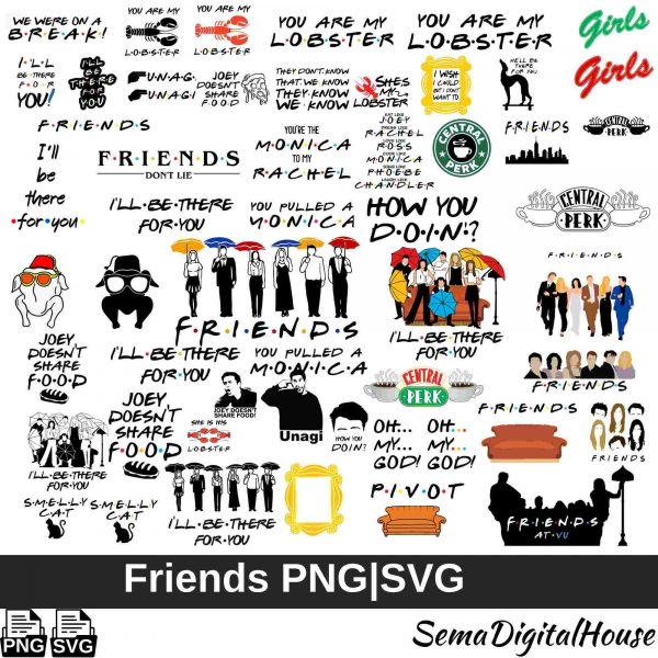 Layered Friends Png Svg Bundle for Cricut Digital Download Friends