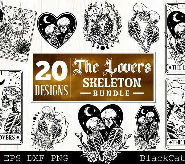 Lovebirds Bundle The Lovers Tarot Card SVG Skeleton Valentine SVG