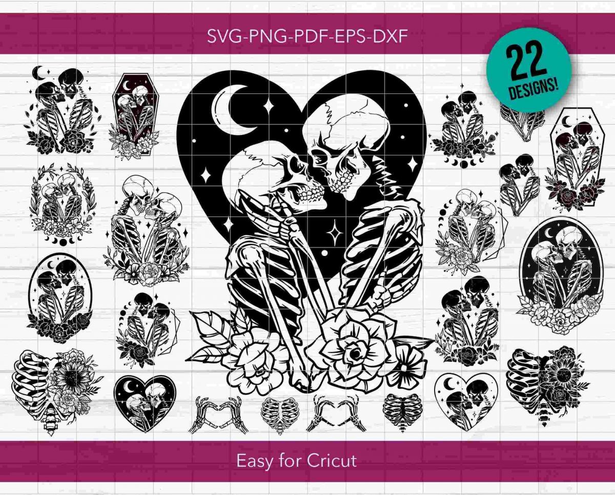 Magic Skeleton SVG Bundle Love Skull Gifts For Cricut