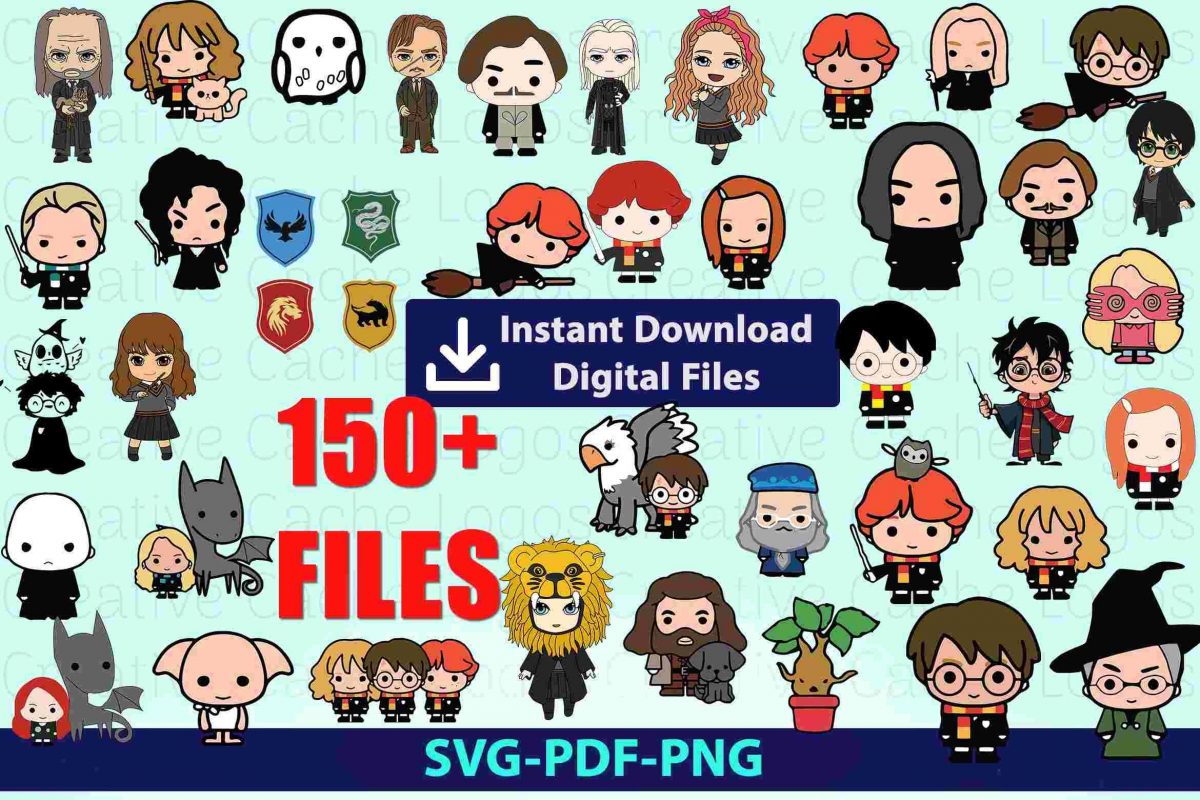 Magical Chibi Wizard SVG PNG Clipart Collection for Potter Fans