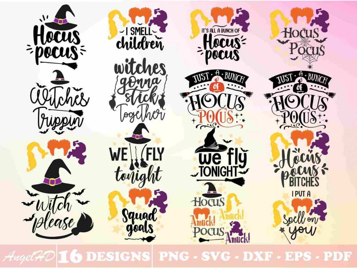 Magical Hocus Pocus Bundle 15 Layered SVG PNG Clipart for Bewitching