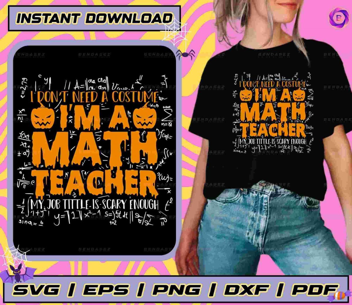 Math Teacher Halloween Costume SVGPNG for Cricut