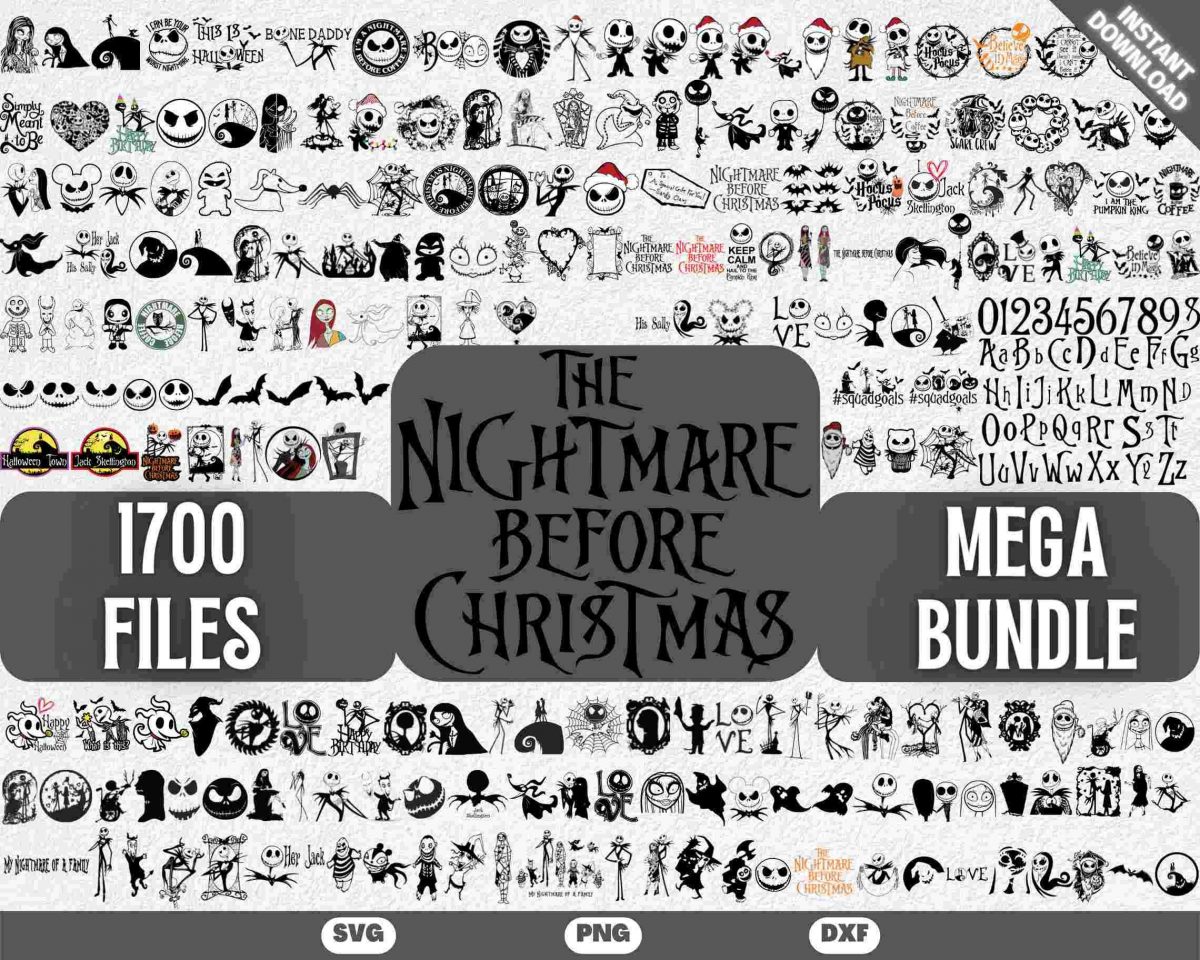 Mega Jack Skellington SVG Bundle with Jack and Sally Nightmare Before