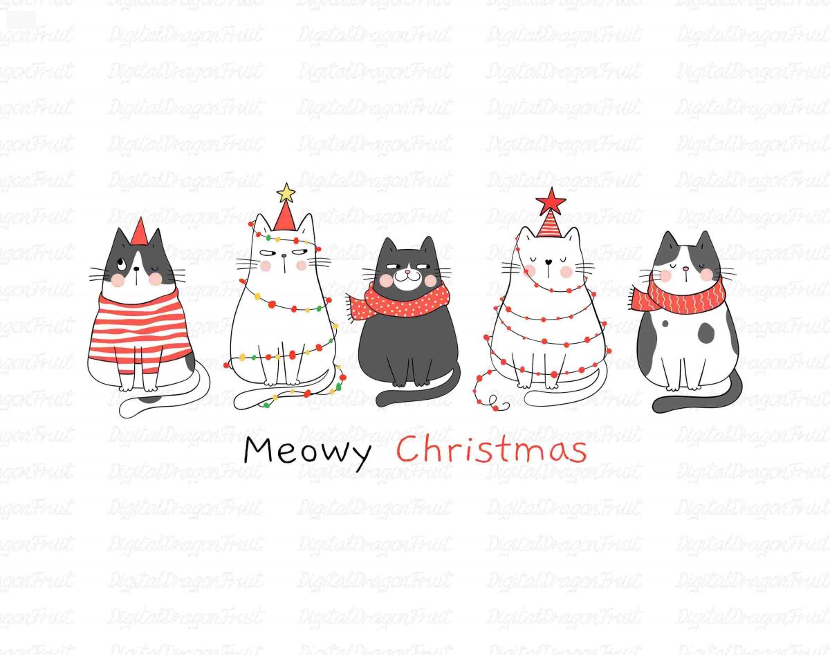 Meowy Christmas PNG, Festive, Cat, Christmas, Digital Instant Download