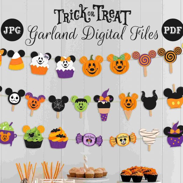 Mickey Halloween Banner SVG Printable Trick or Treat Garland Digital