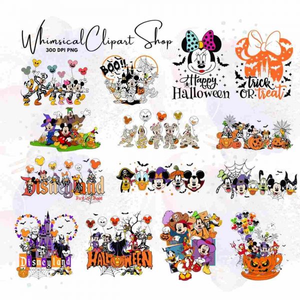 Mickey Halloween Characters Watercolor SVG Bundle Spooky Cute