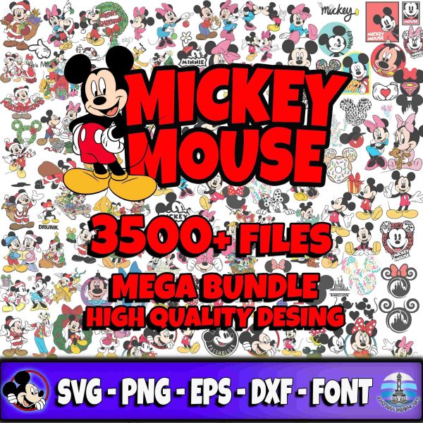 Mickey Mouse Bundle SVG PNG DXF EPS Cut Files for Cricut Silhouette