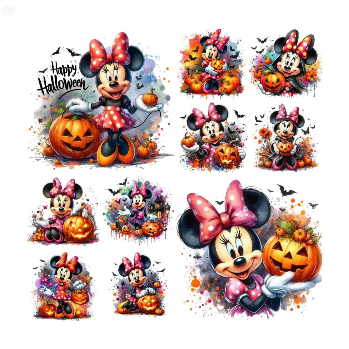 Minnie Mouse Halloween Splash SVG PNG Digital Design for Sublimation