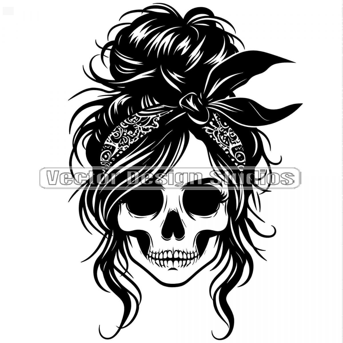 Mom Bun Skull Girl SVG PNG Designs for TShirts Clipart More