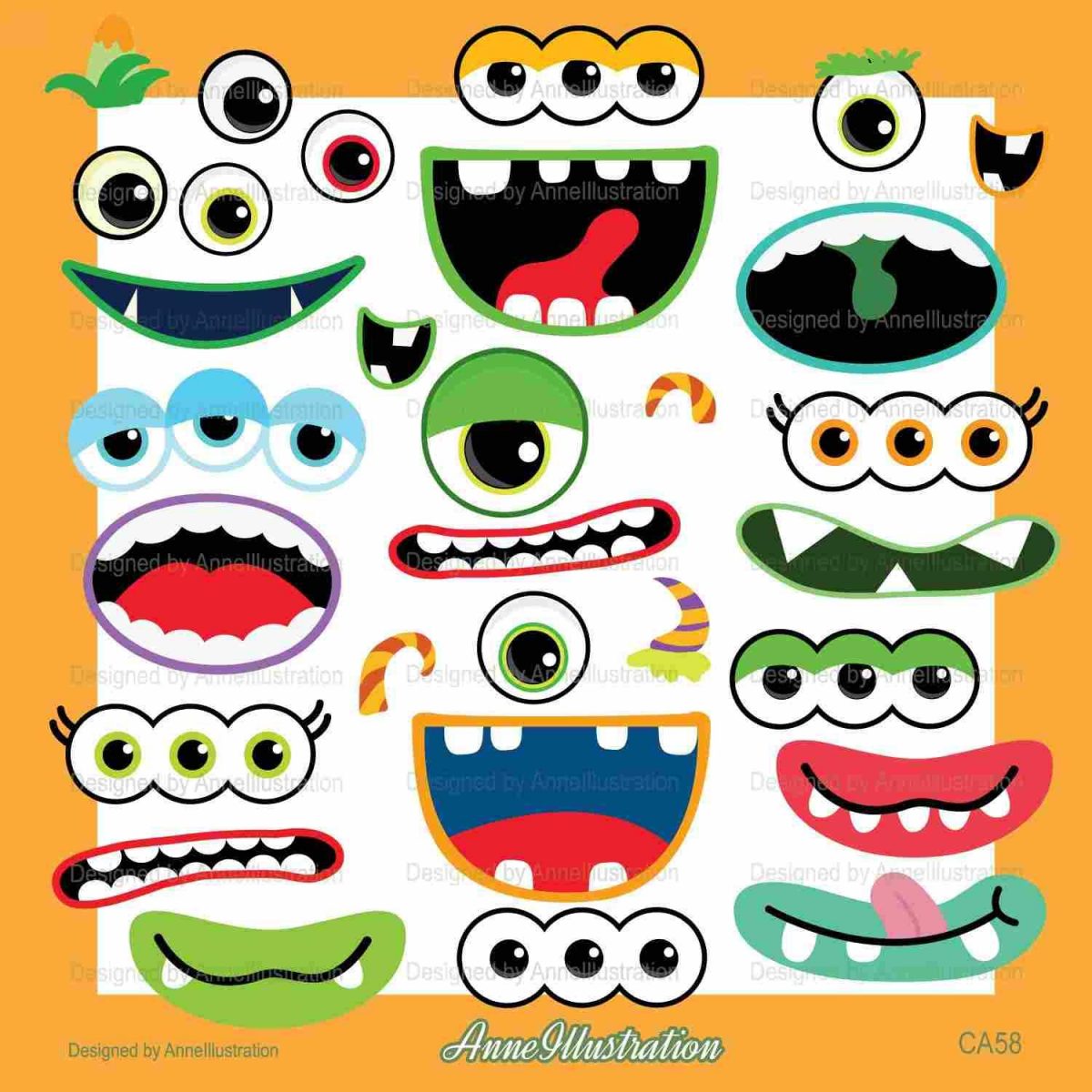 Monster Face SVG Clipart for Party Decor Birthday Graphic