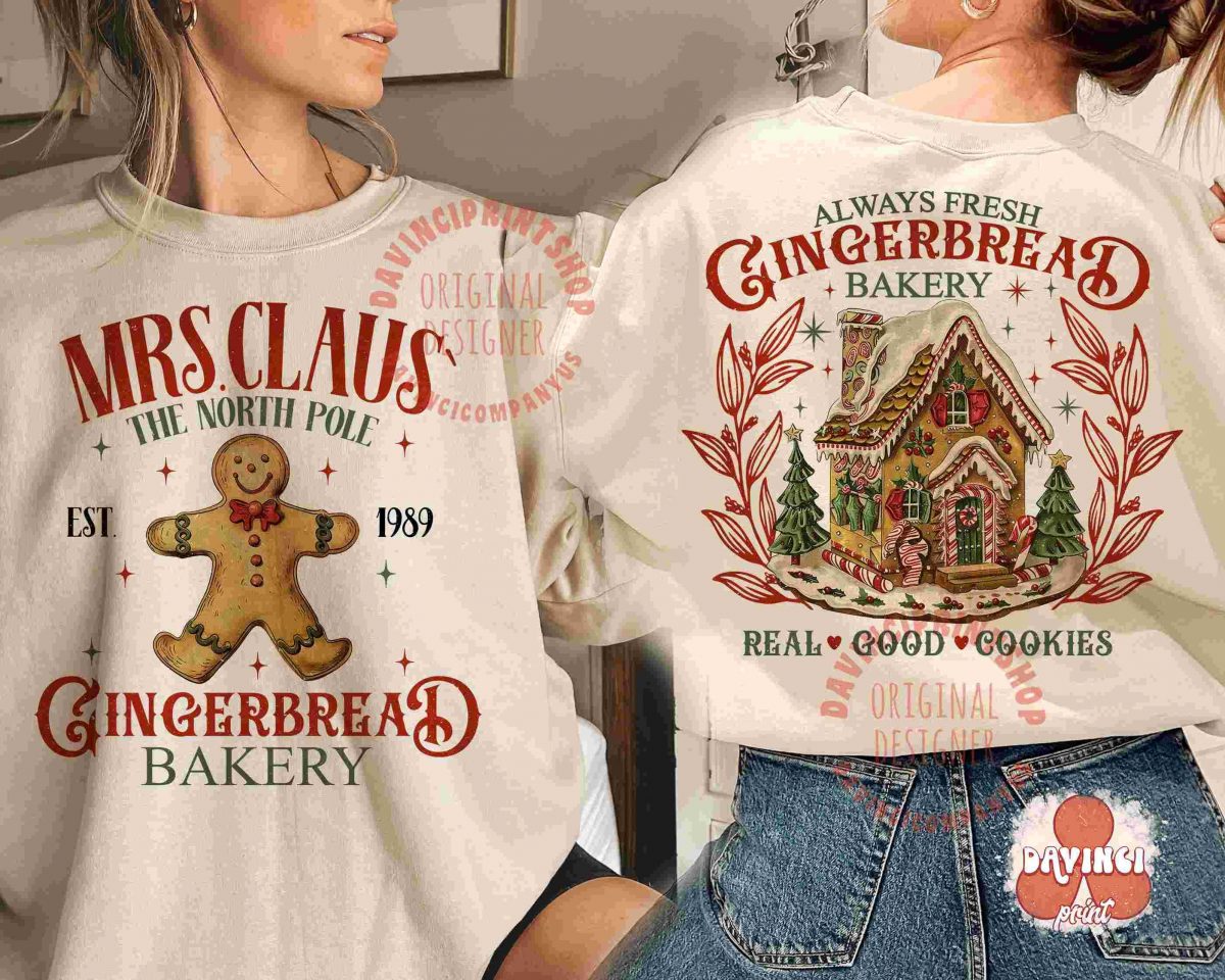 Mrs Claus Gingerbread Christmas PNG Retro Christmas PNG for Festive