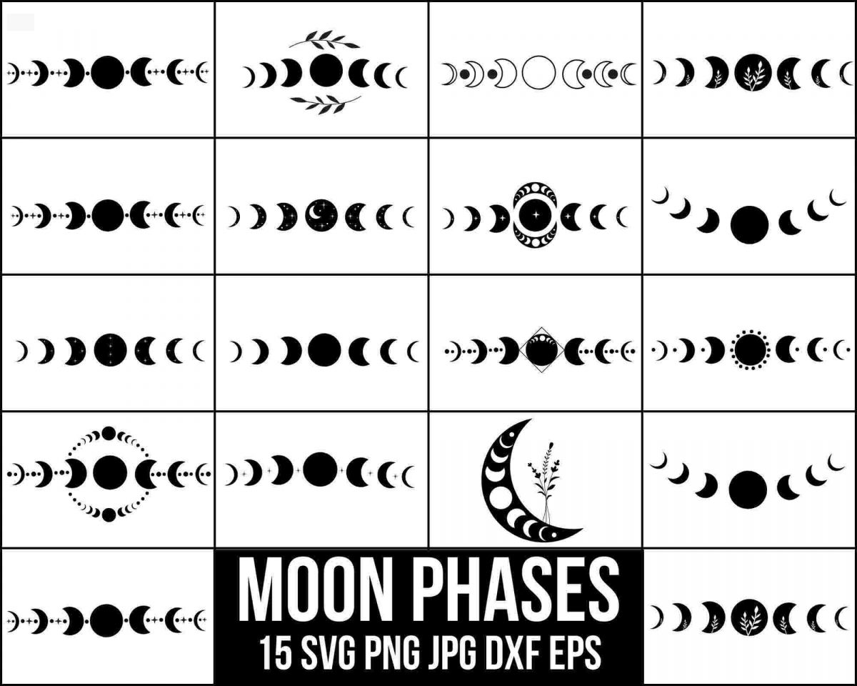 Mystic Moon Phase Bundle Crescent Just a Phase SVG Cricut