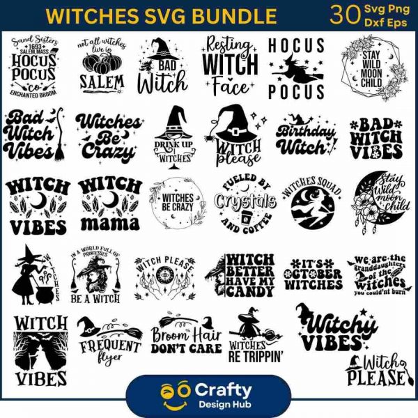 Mystical Witch Bundle SVG WITCHCRAFT Designs Halloween Quotes