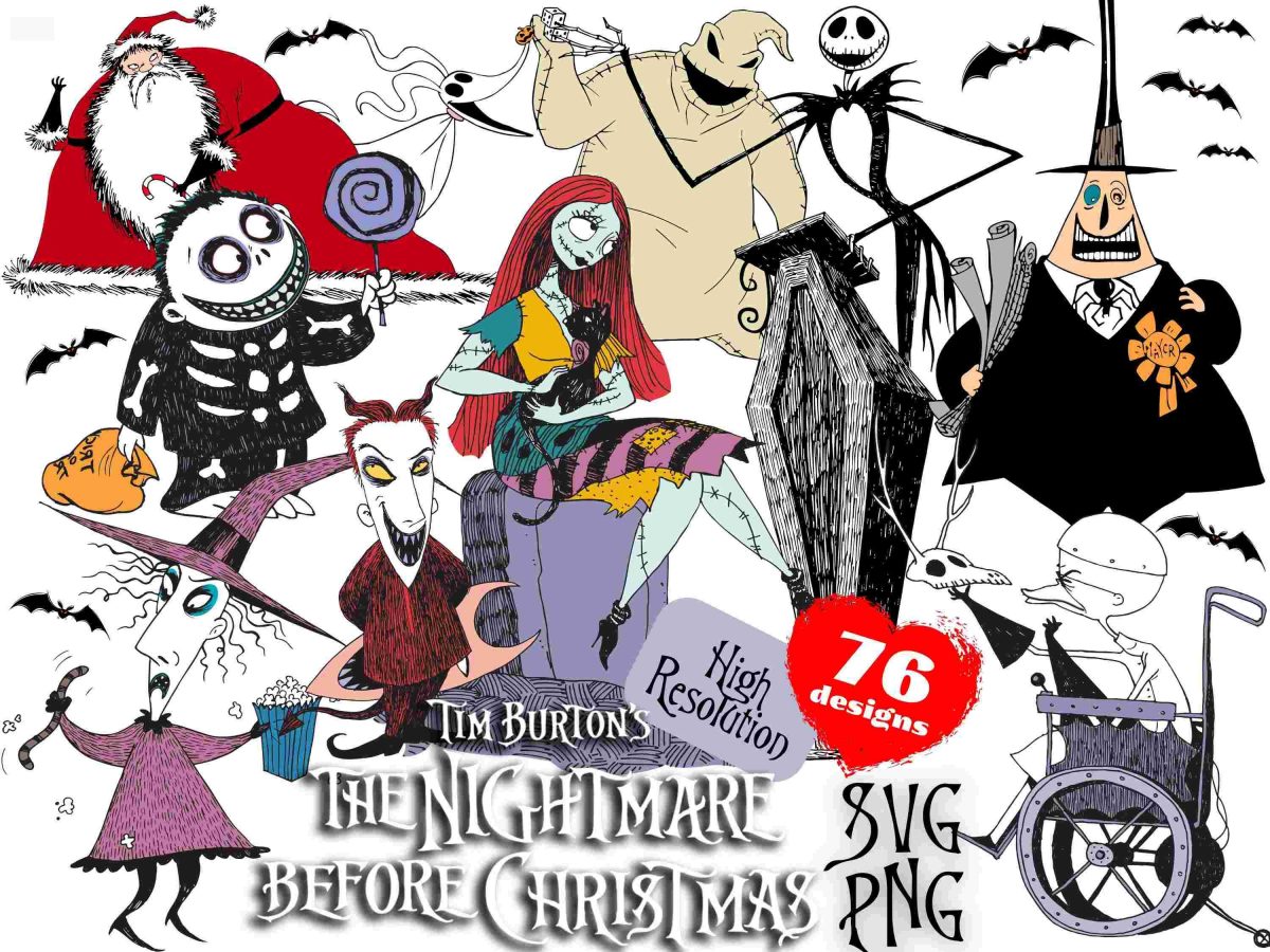 Nightmare Before Christmas SVG PNG Clipart Bundle Tim Burtons Creepy