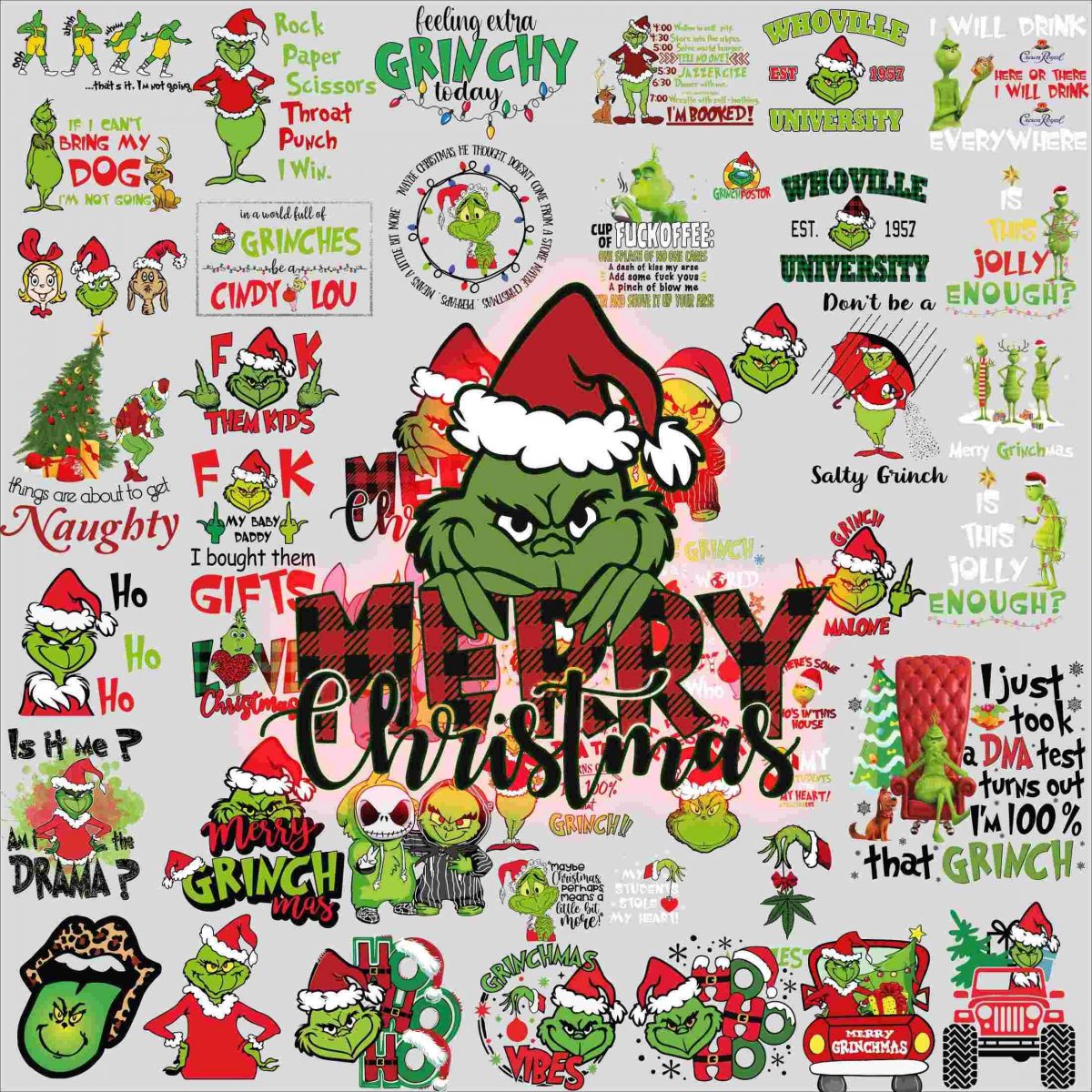 Over 60 Unique Grnich PNG Designs for Christmas Sublimation