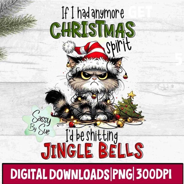 Overflowing Festive Cheer Jingle Bell Cat SVG Christmas Sublimation