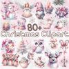 Pastel Christmas Clipart Bundle Silver Pink Snowman Watercolor SVG