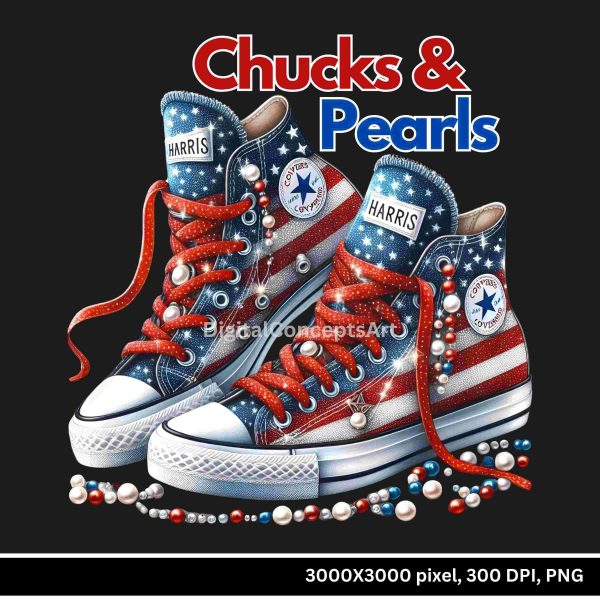 Patriotic Chucks Pearls SVG Kamala Harris Design for 4th of July