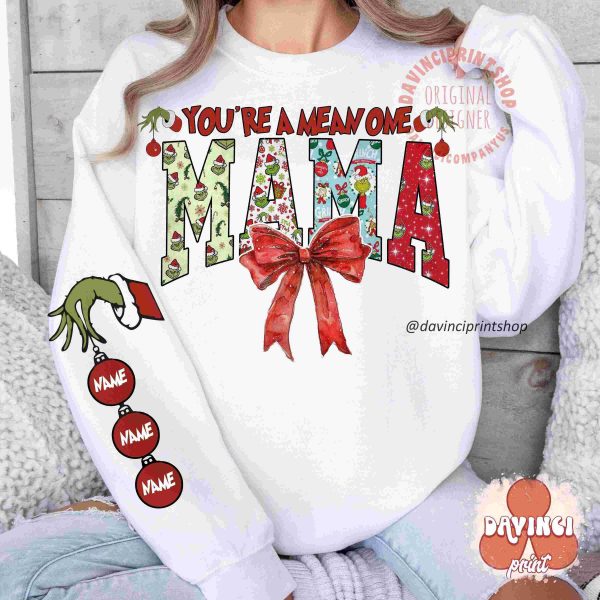 Personalized Christmas Mama Kid Name SVG Festive Coquette PNG Holiday