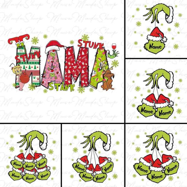 Personalized Christmas SVGs Festive Mama PNGs Retro Character