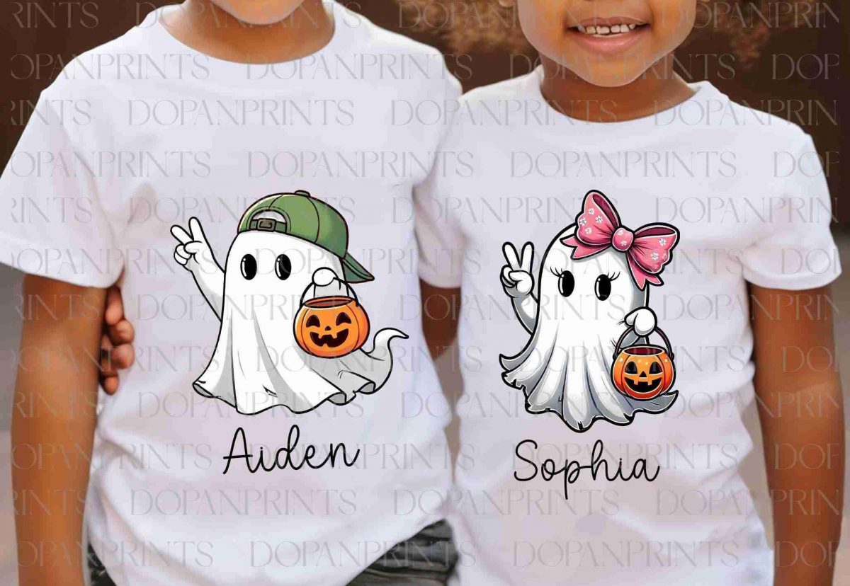 Personalized Ghost Halloween Bundle SVG Kid Names Boy Girl Fall