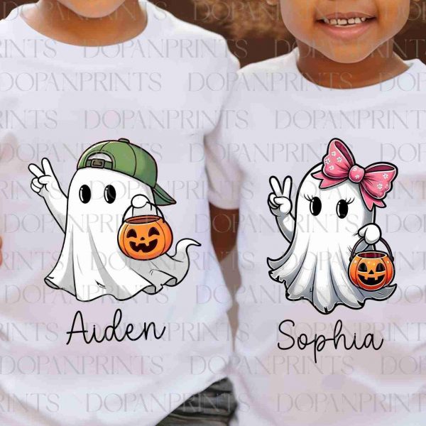 Personalized Ghost Halloween Bundle SVG Kid Names Boy Girl Fall