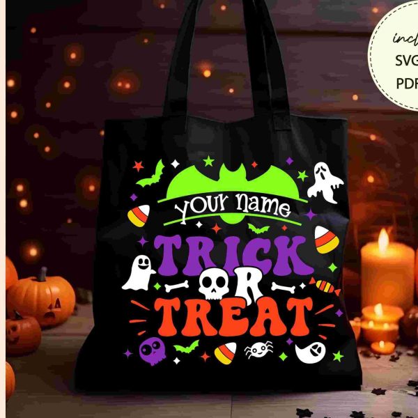 Personalized Halloween Treat Bag SVG for Kids Trick or Treat Digital