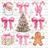 Pink Coquette Bow Png, Santa Christmas Png, Pink Christmas Coquette Bow Png, Merry Christmas, Xmas Holiday Png, Retro Christmas Sublimation