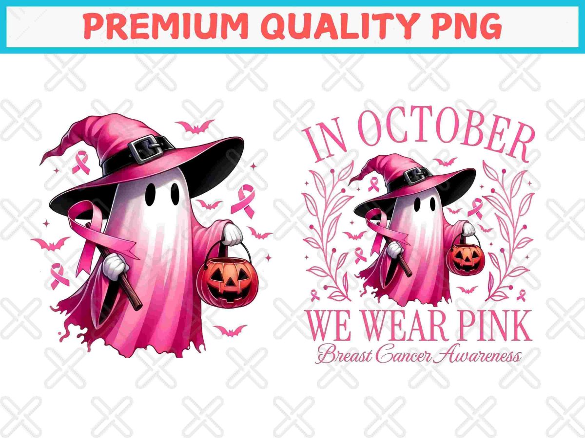 Pink Ghost Pumpkin SVG October Halloween Breast Cancer Awareness