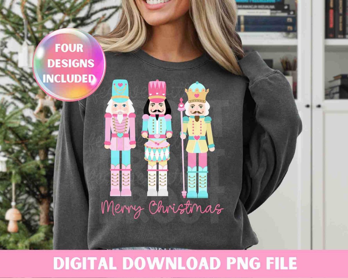 Pink Nutcracker Friends Festive Christmas SVG for Sublimation Print