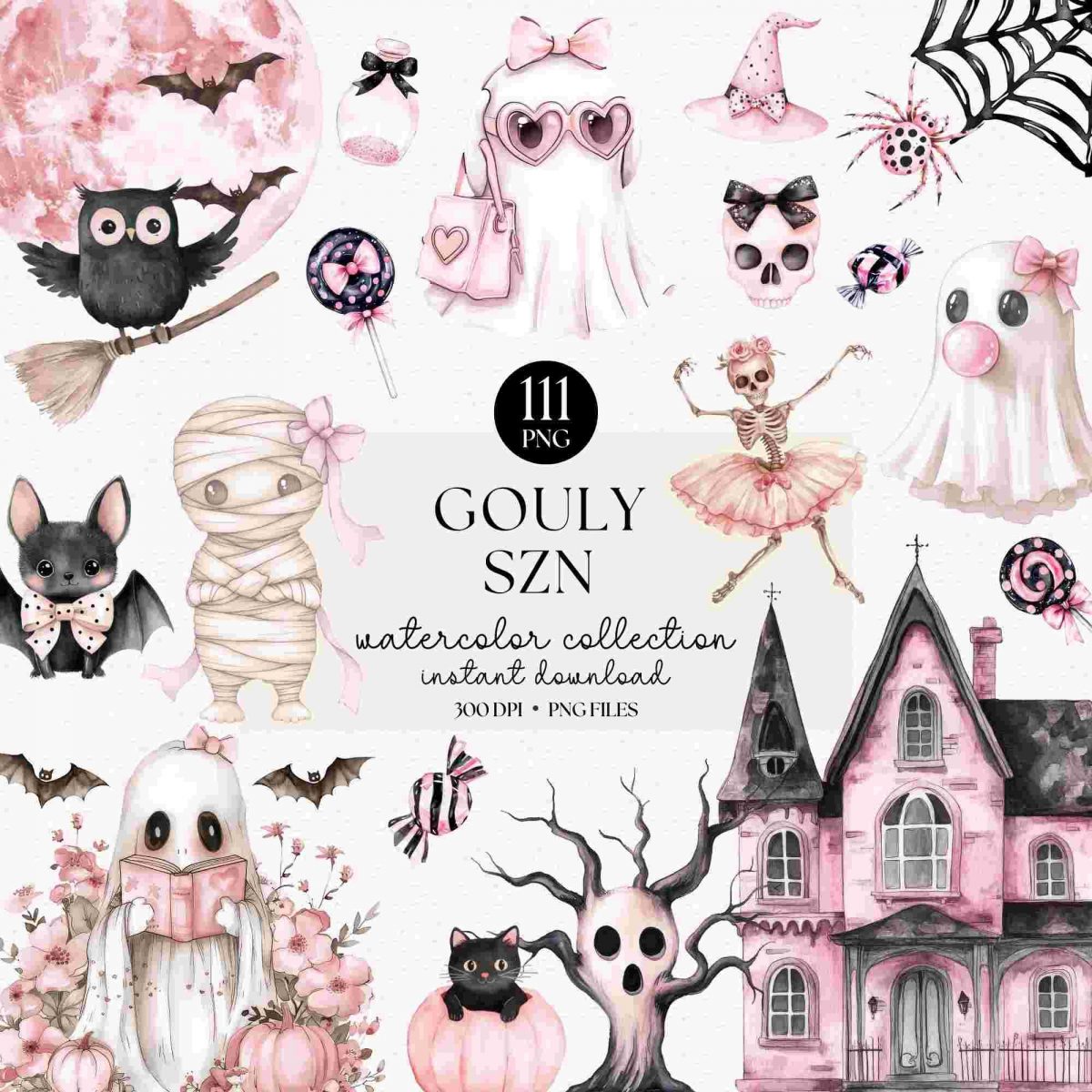 Pink Spooky Halloween Clipart Bundle Cute Girly SVG Pastel