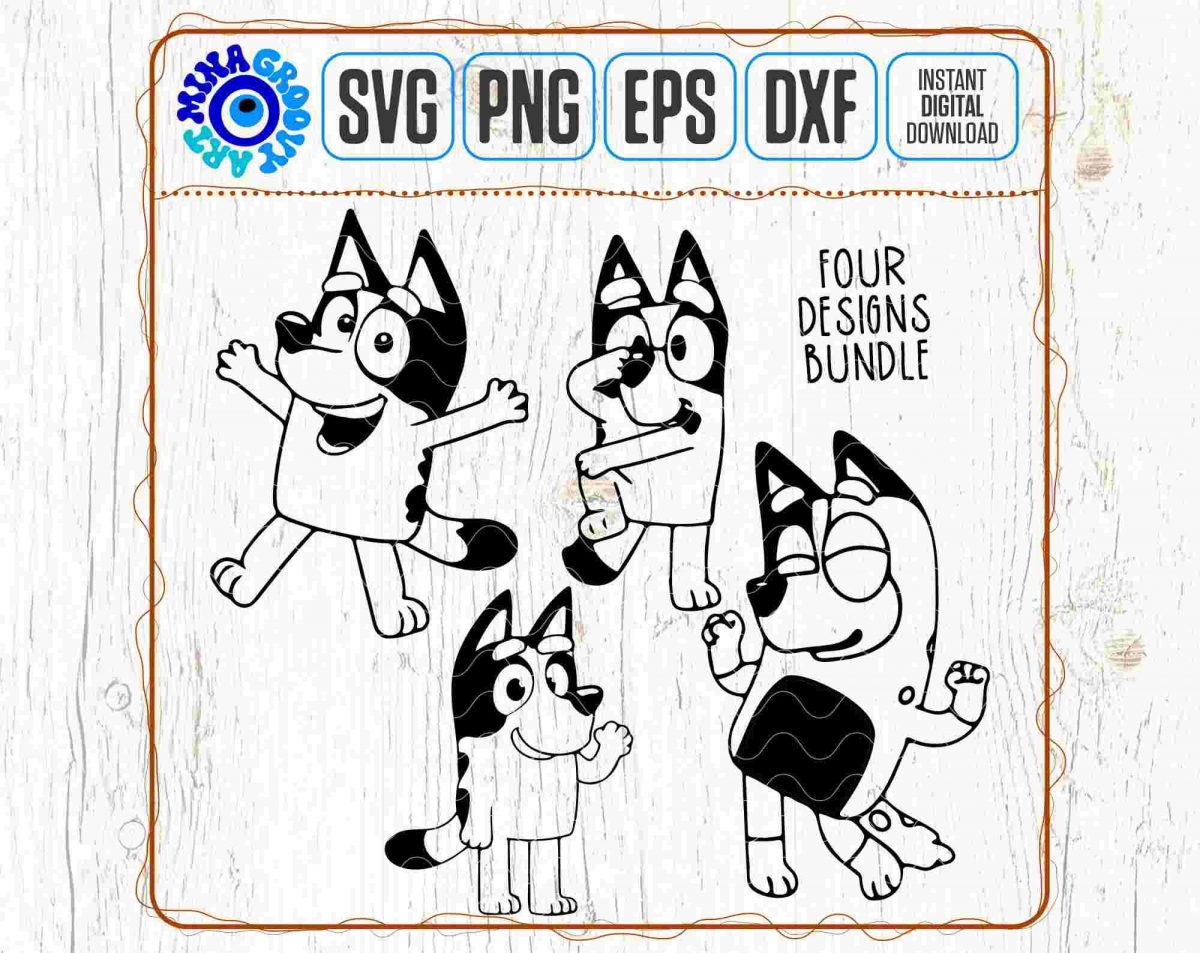 Popular Blue Cartoon Dog SVG PNG DXF for Boys Birthday Boy Cricut Cut