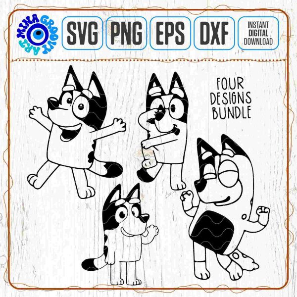 Popular Blue Cartoon Dog SVG PNG DXF for Boys Birthday Boy Cricut Cut