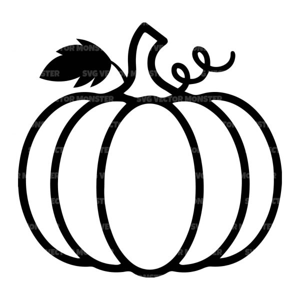 Pumpkin Outline Svg for Halloween Thanksgiving Vector Cut File for