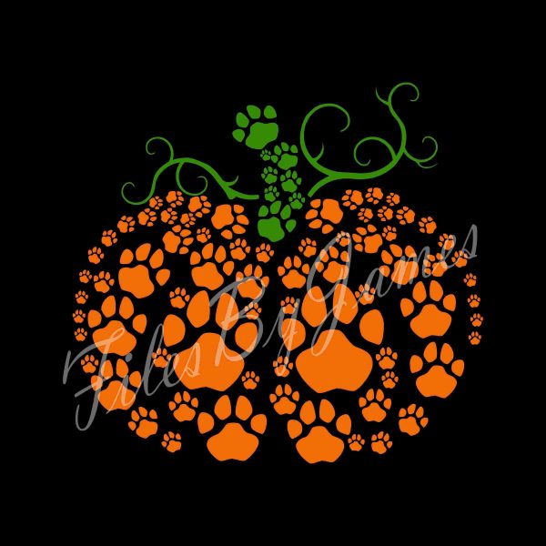 Pumpkin Paw Print SVG Halloween Jack O Lantern Design for Cricut